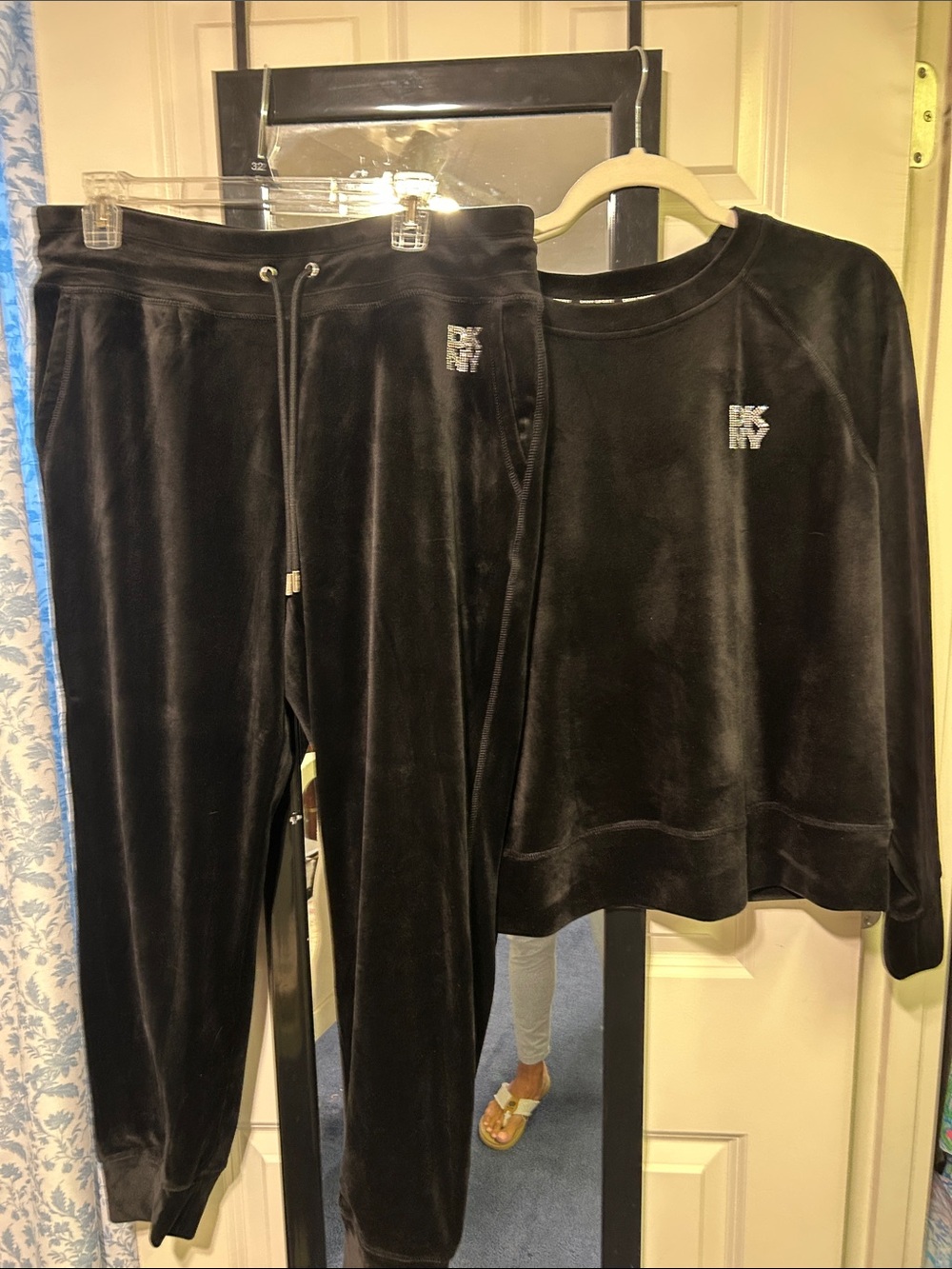 DKNY Black Velour Lounge Set - Sweatshirt & Joggers